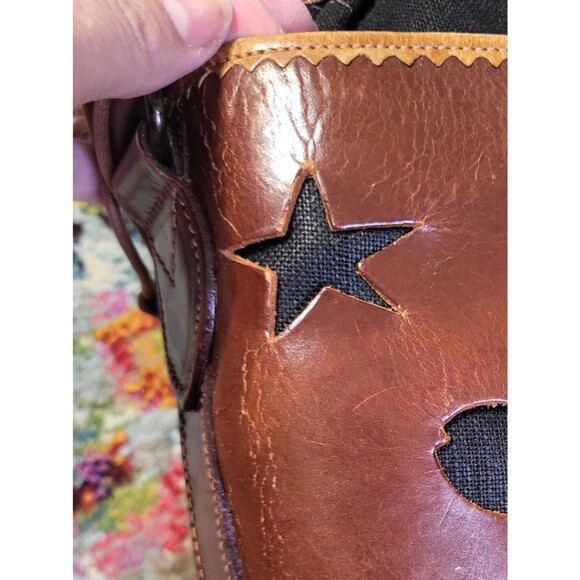 Barneys NY Leather Bucket Crossbody Bag Coastal Boho Designer Fish  Stars Tote - Picture 14 of 16